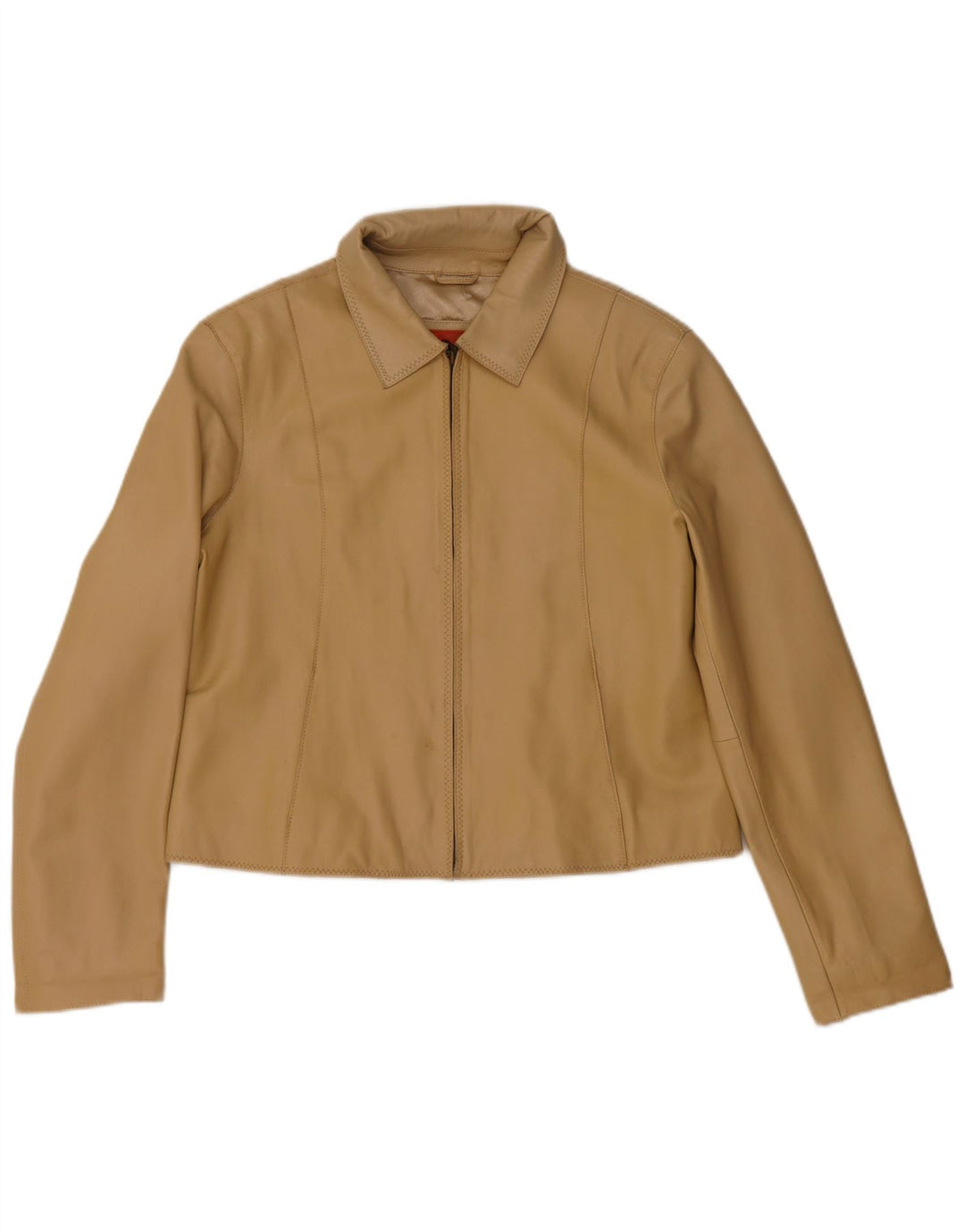 Helium Chaqueta de cuero corta para mujer Reino Unido 44 Cuero beige mediano