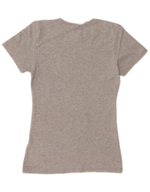 CALVIN KLEIN JEANS Camiseta gráfica para mujer Top UK 6 XS Algodón moteado gris