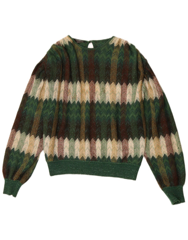 STIZZOLI Conjunto de falda de punto de 2 piezas para mujer UK 12 Medium W28 Green Chevron Wool
