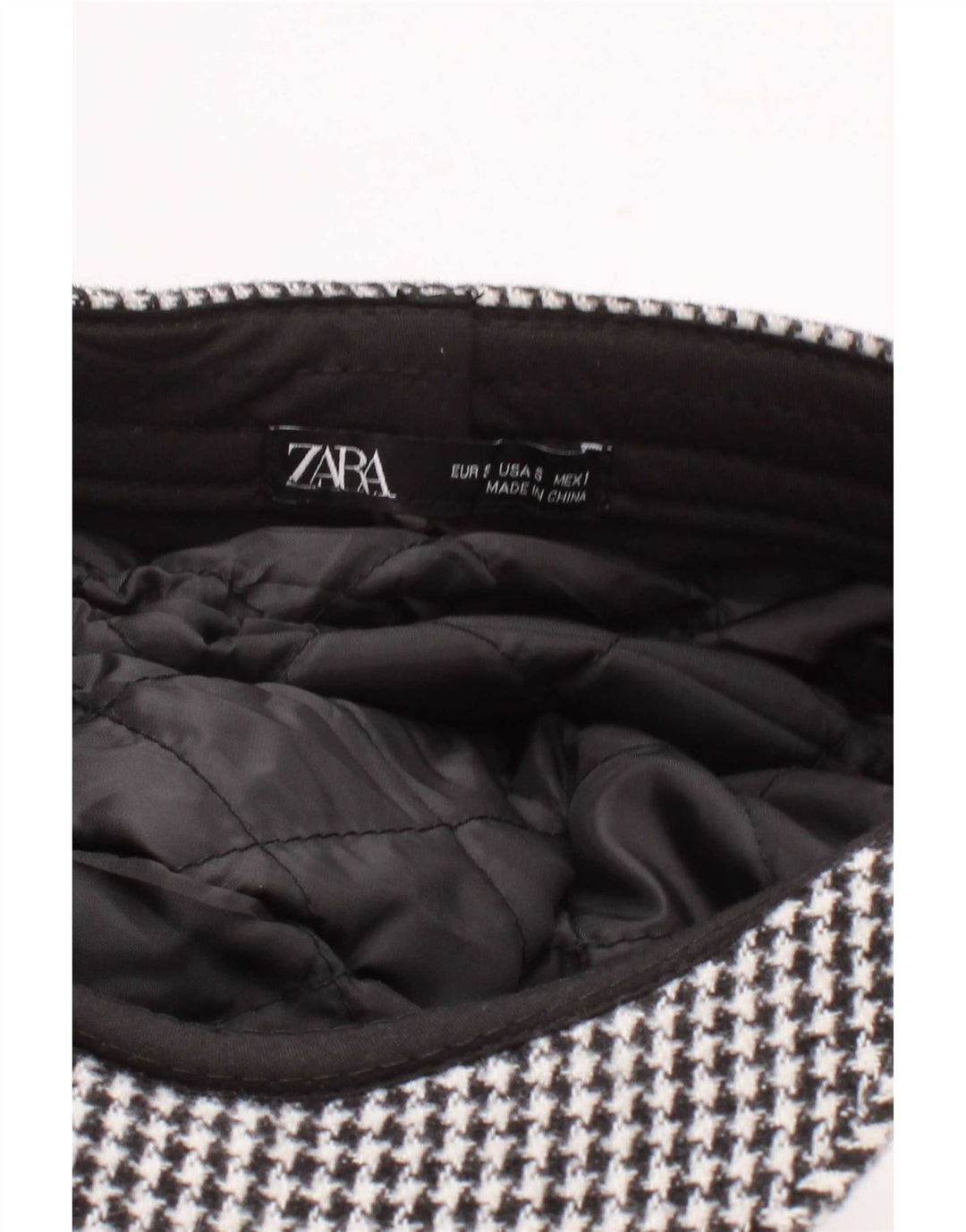 Zara Mujer Gorra Newsboy Small Pata De Gallo Negra