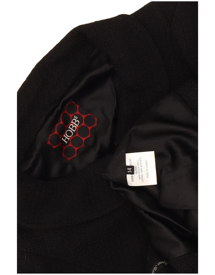 Hobbs Chaqueta Bolero para Mujer UK 14 Mediana Lana Virgen Negra