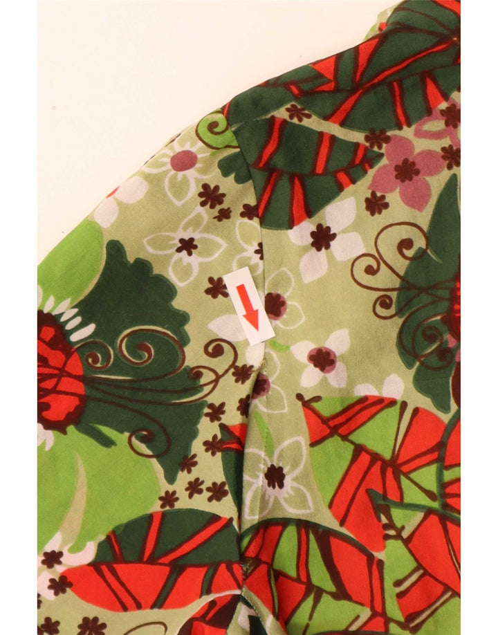 Vintage mujer vestido básico Reino Unido 16 grande verde floral