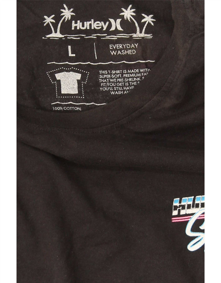 Hurley - Camiseta gráfica para hombre, talla grande, algodón negro