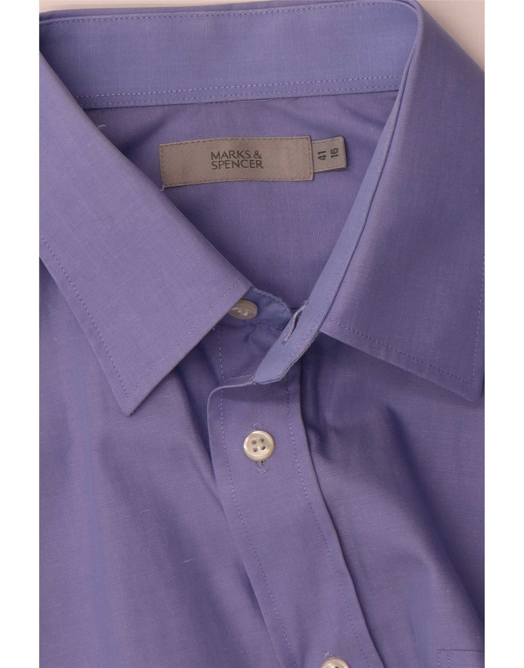 Marks & Spencer Camisa para hombre Talla 41 16 Grande Azul Algodón Clásico