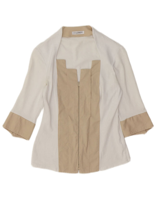 Naracamicie Blusa camisera de manga 3/4 para mujer UK 40 Small White Colourblock