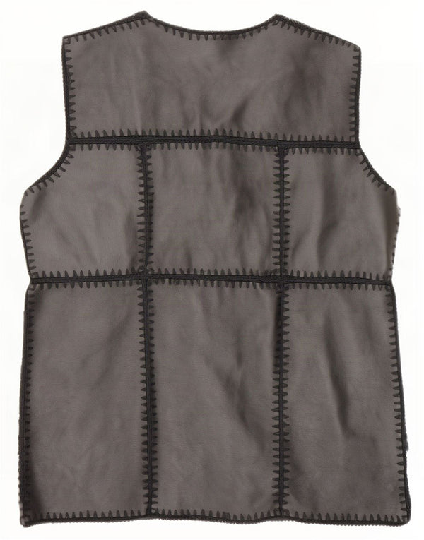 Chaleco vintage de piel sintética para mujer UK 44 Large Black