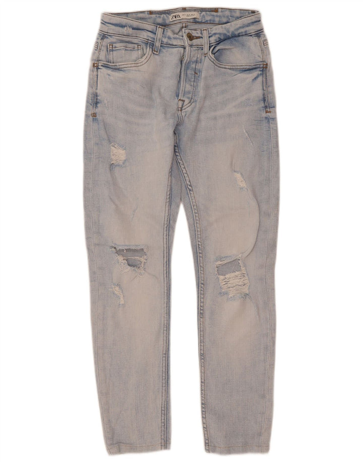 Zara Jeans ajustados desgastados para hombre EU 38 Small W30 L28 Azul
