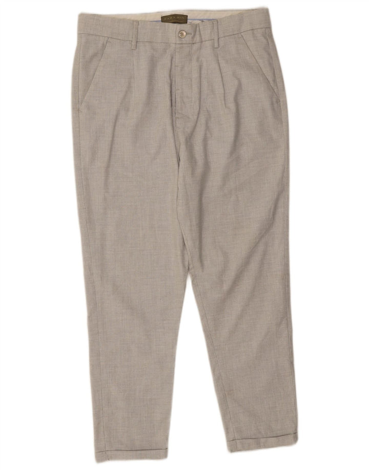 Zara Mens Pegged Chino Pantalones EU 40 Medium W31 L24 Poliéster Gris