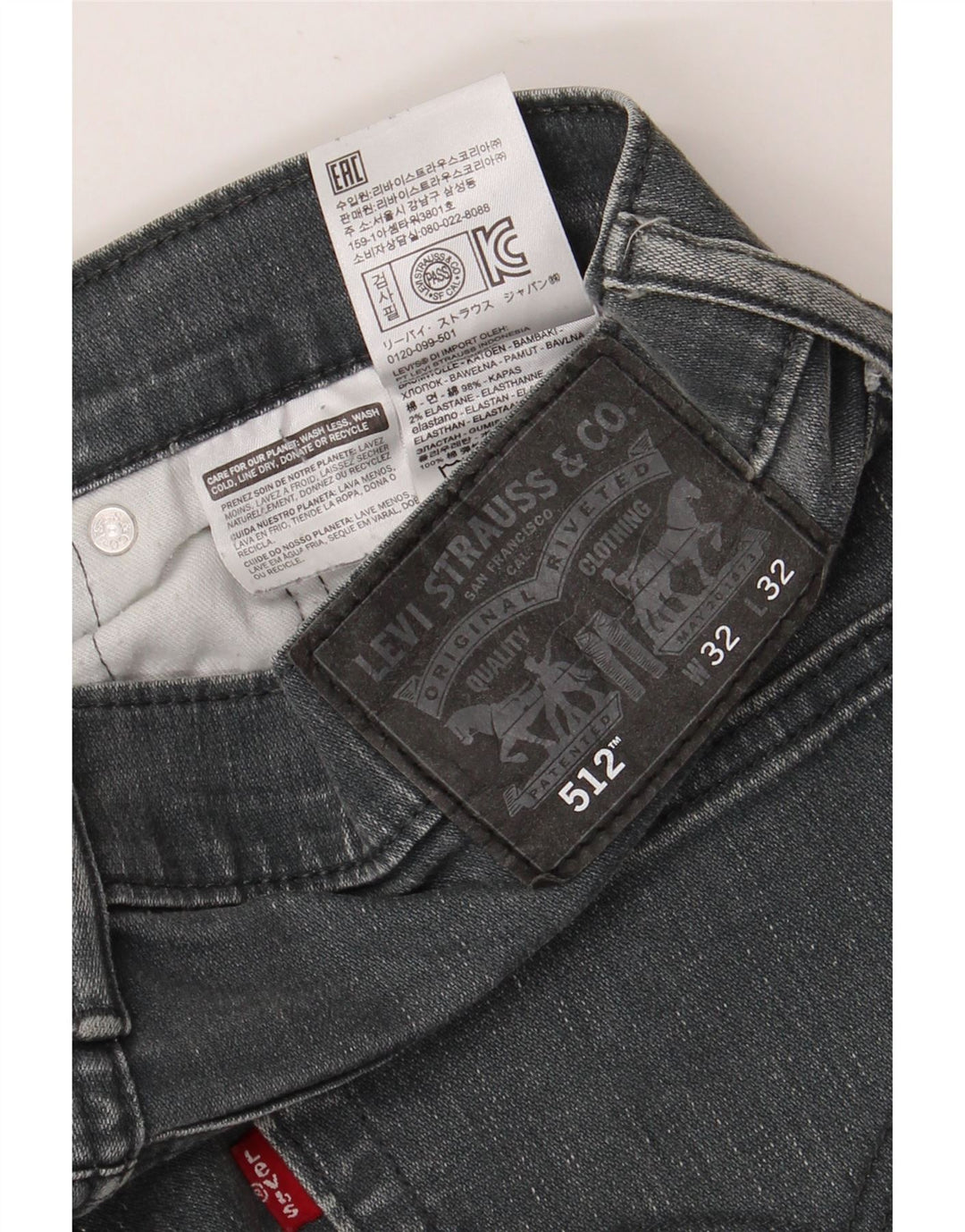 LEVI'S Jeans 512 Slim Tapered para hombre W32 L32 Algodón gris