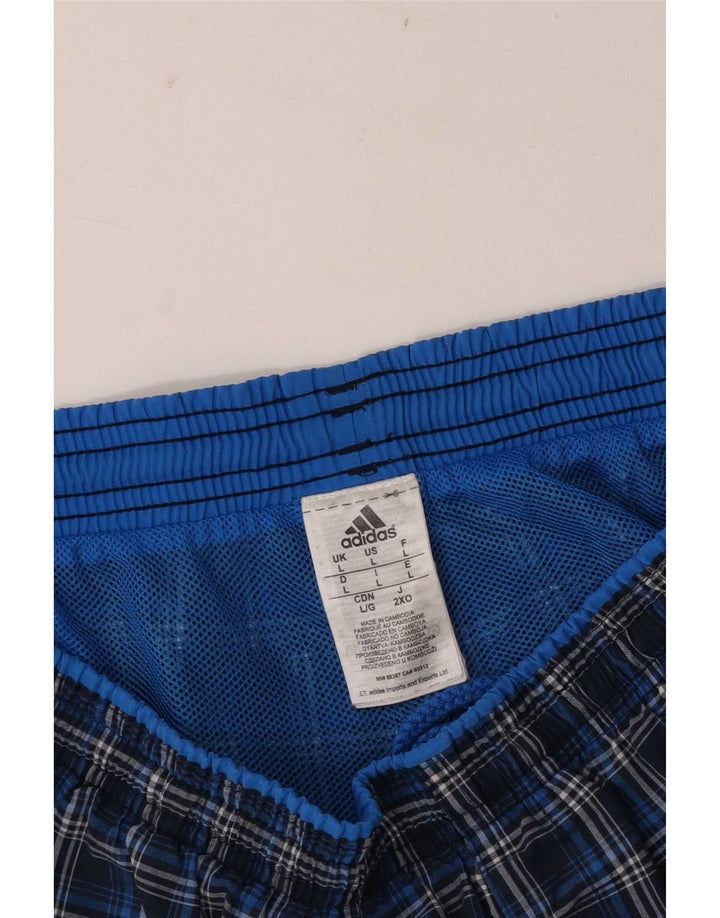 Adidas Hombre Bañador Corto Grande Azul Marino Cuadros Poliéster
