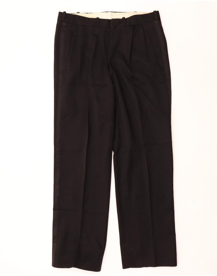 Traje vintage para hombre de 1 botón y 2 piezas IT 52 XL W32 L30 Negro