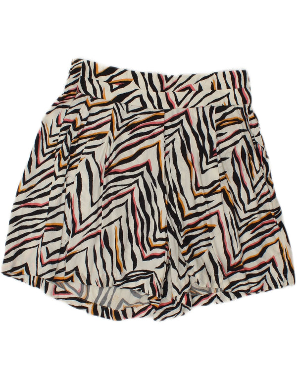 Marks & Spencer Pantalones cortos casuales para mujer UK 8 Small W28 Estampado animal blanco