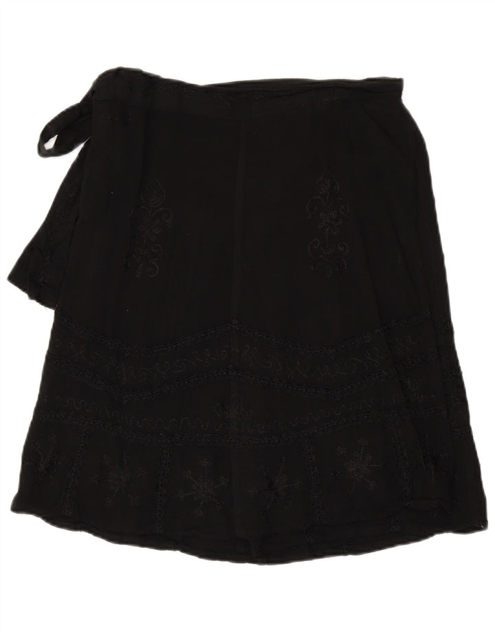 Falda cruzada vintage para mujer W30 Paisley negro medio
