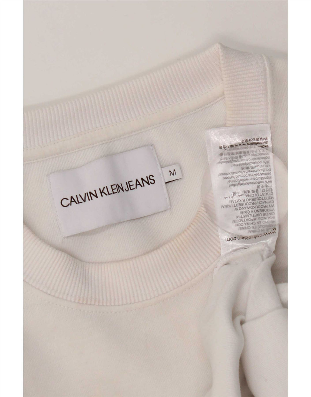 Calvin Klein Jeans - Sudadera extragrande para mujer, talla 40, tamaño mediano, color blanco