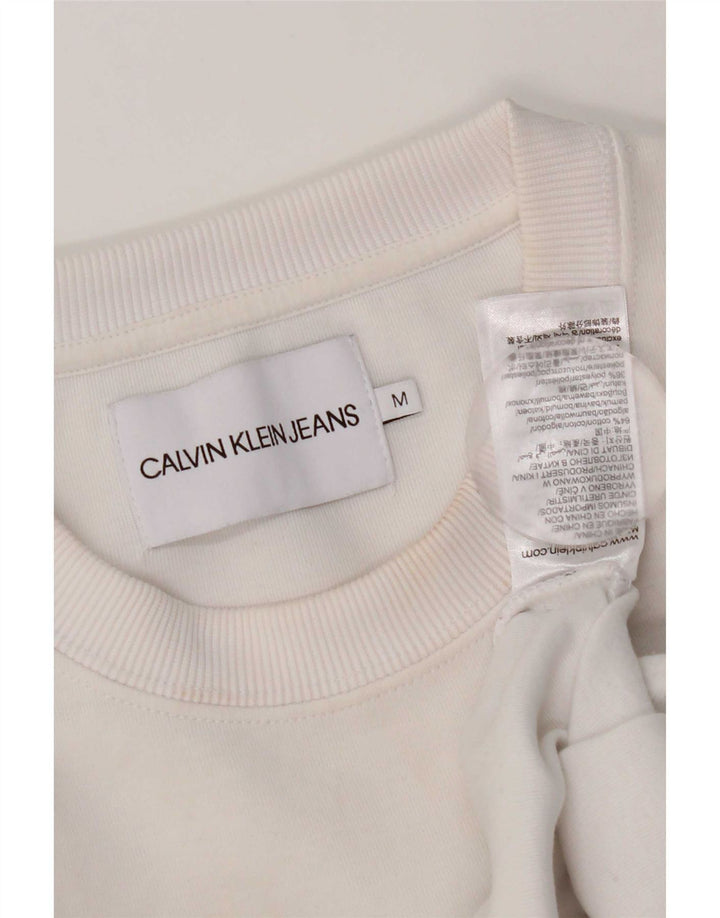 Calvin Klein Jeans - Sudadera extragrande para mujer, talla 40, tamaño mediano, color blanco