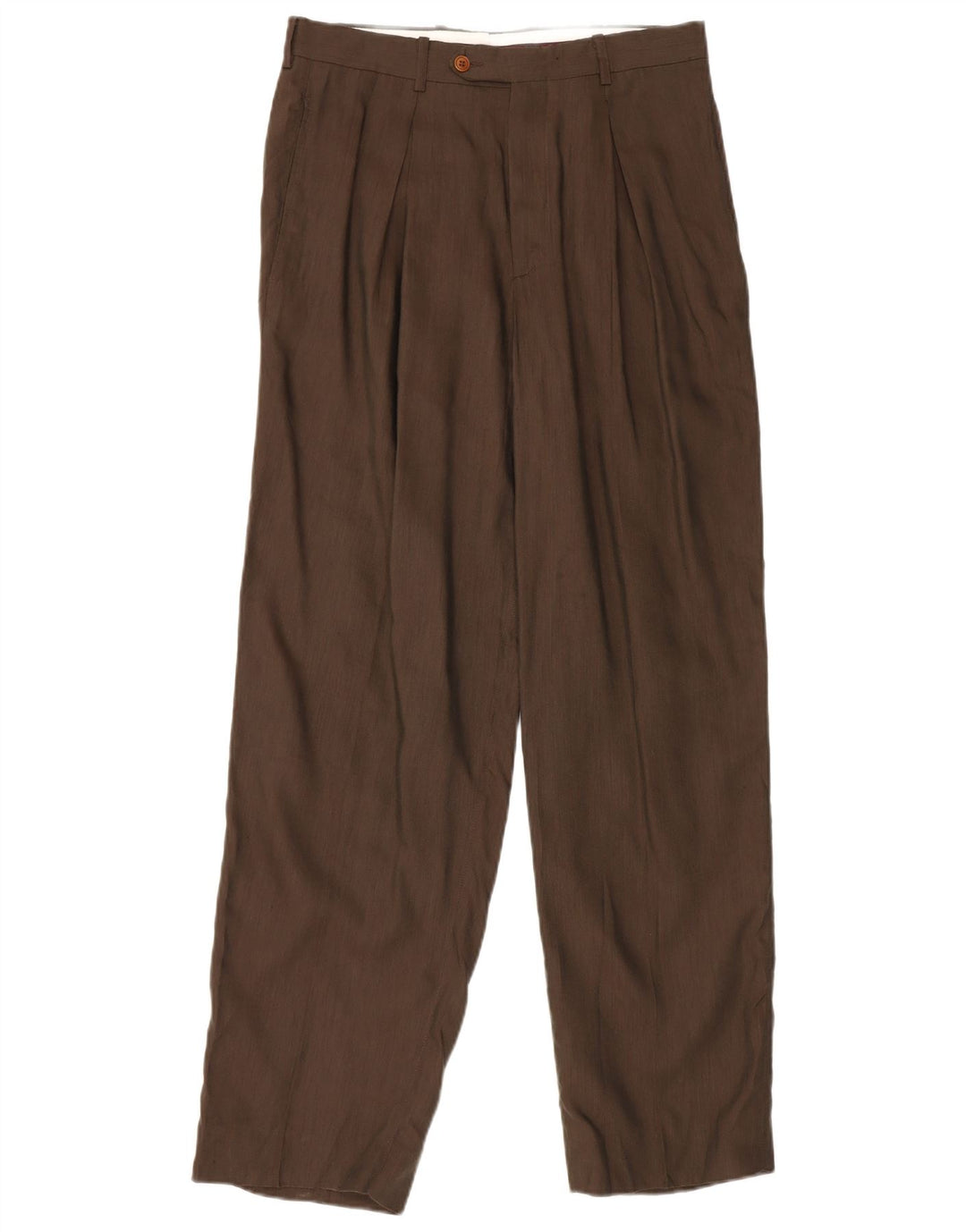 GB.PEDRINI Pantalón de traje con pinzas para hombre IT 48 Medium W32 L33 Lino marrón