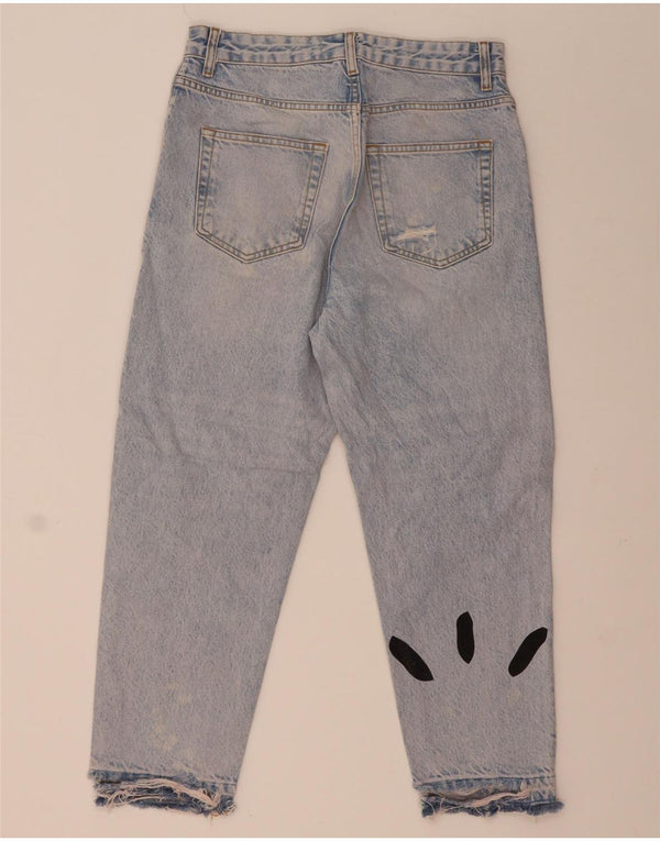 Zara Jeans recortados desgastados gráficos para hombre EU 38 Small W30 L24 Algodón azul