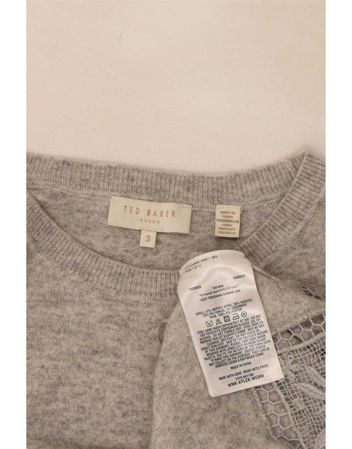 Ted Baker - Jersey para mujer con cuello barco, talla 3, lana gris medio