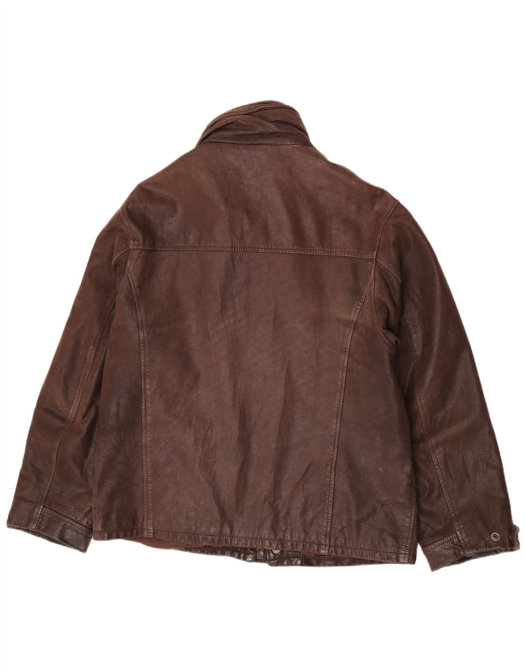 Chaqueta de cuero vintage para hombre IT 50 cuero marrón grande