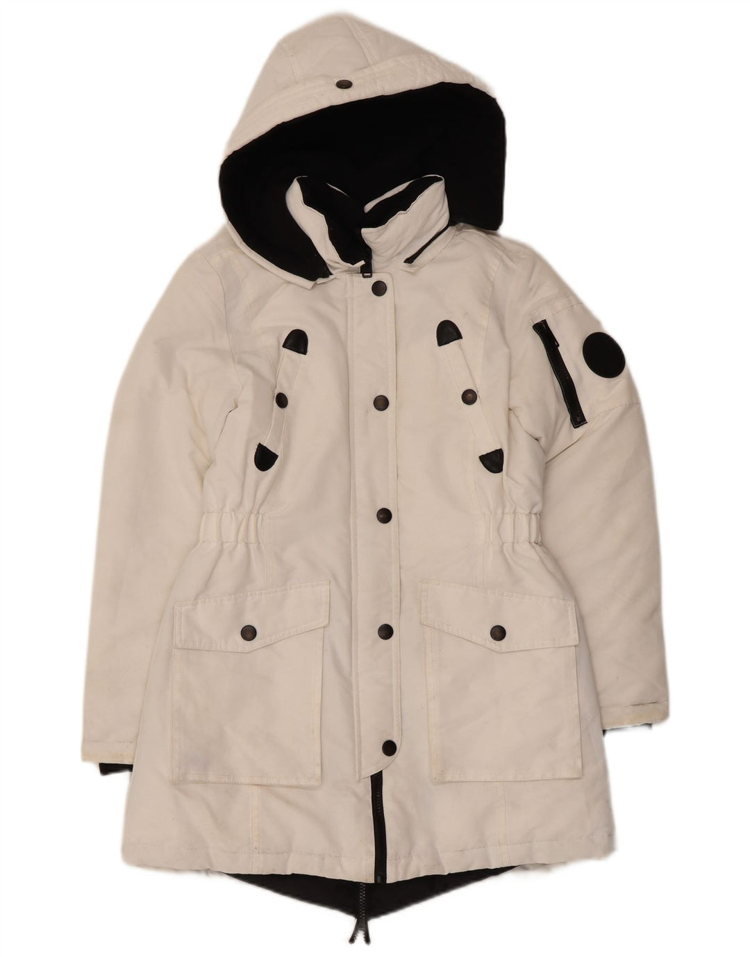 Diesel Chaqueta Parka Con Capucha Para Mujer UK 10 Small Poliéster Blanco