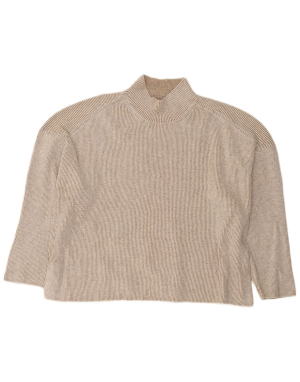 Marks & Spencer Womens Turtle Neck Jumper Sweater UK 18 XL Beige Striped