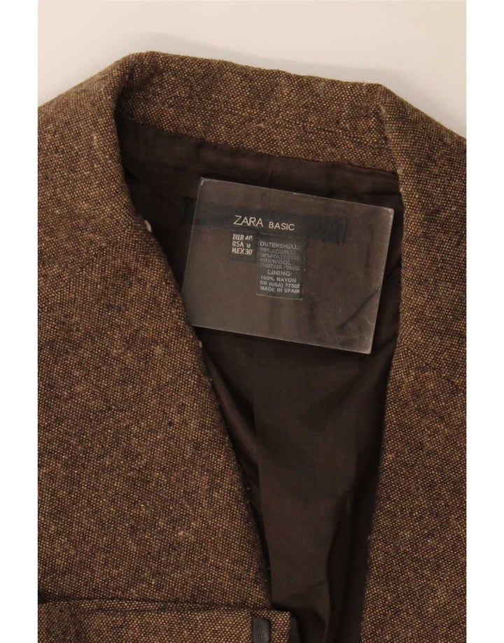 Zara Mujer Chaqueta Blazer De 1 Botón EU 40 Acrílico Moteado Marrón Medio