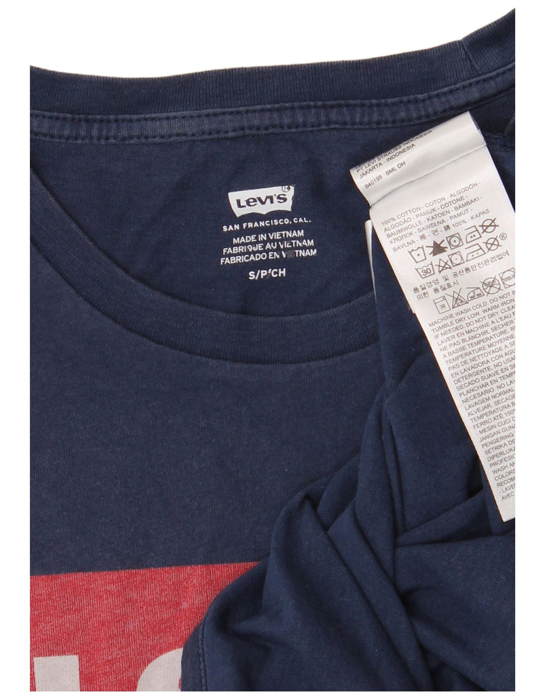 LEVI'S Camiseta gráfica para hombre Top Small Azul marino Algodón