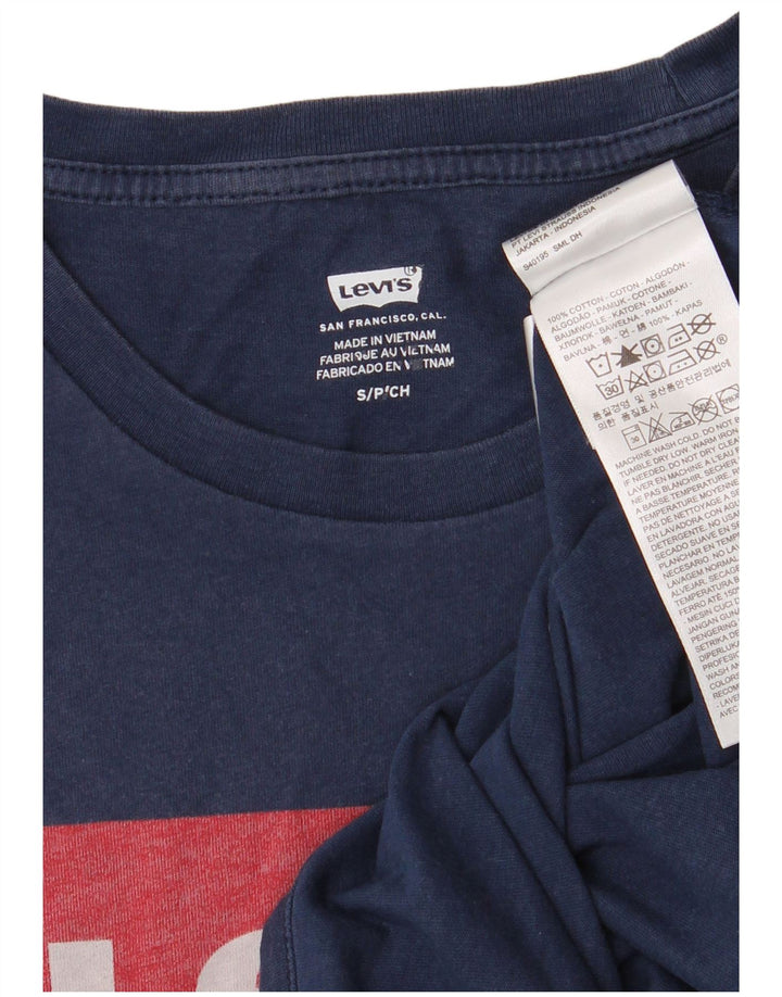 LEVI'S Camiseta gráfica para hombre Top Small Azul marino Algodón