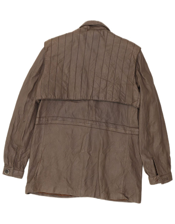 Chaqueta de cuero vintage para mujer IT 48 XL Marrón