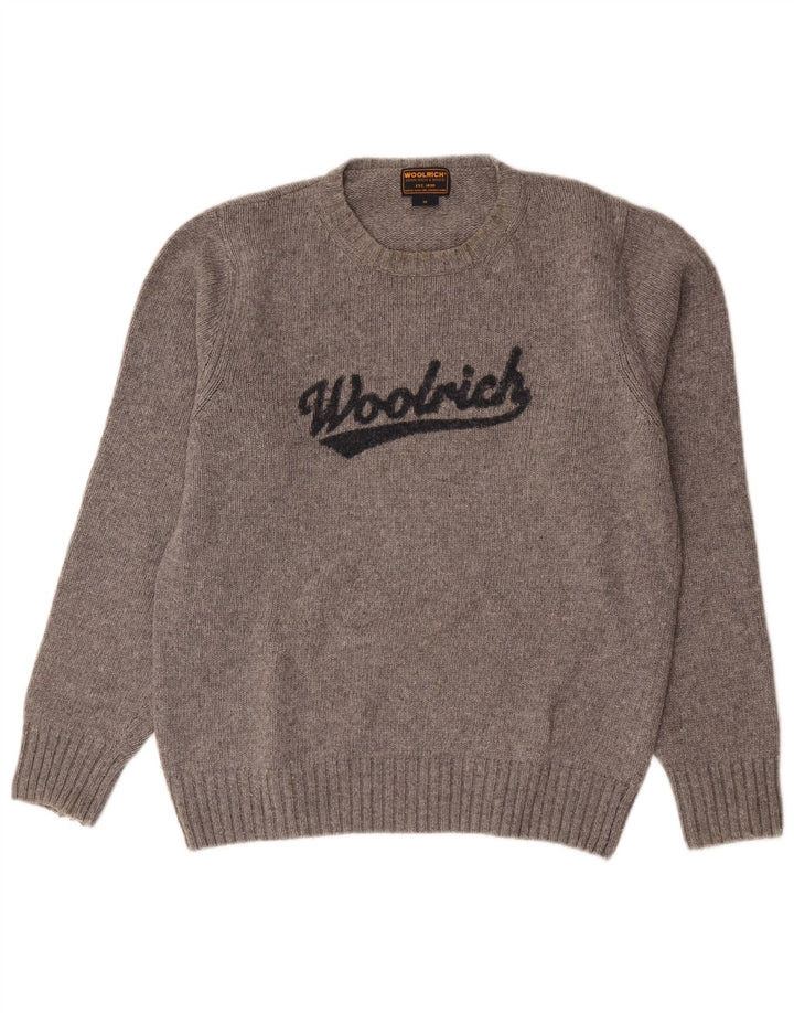 Woolrich Hombre Jersey Gráfico Jersey De Lana Moteada Gris Medio