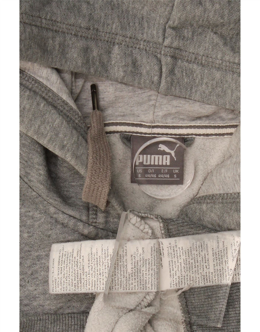 PUMA Mens Graphic Zip Hoodie Sweater Small Grey Cotton