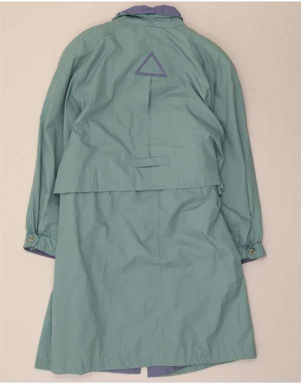 Vintage mujer gabardina Reino Unido 12 medio verde colorblock poliéster