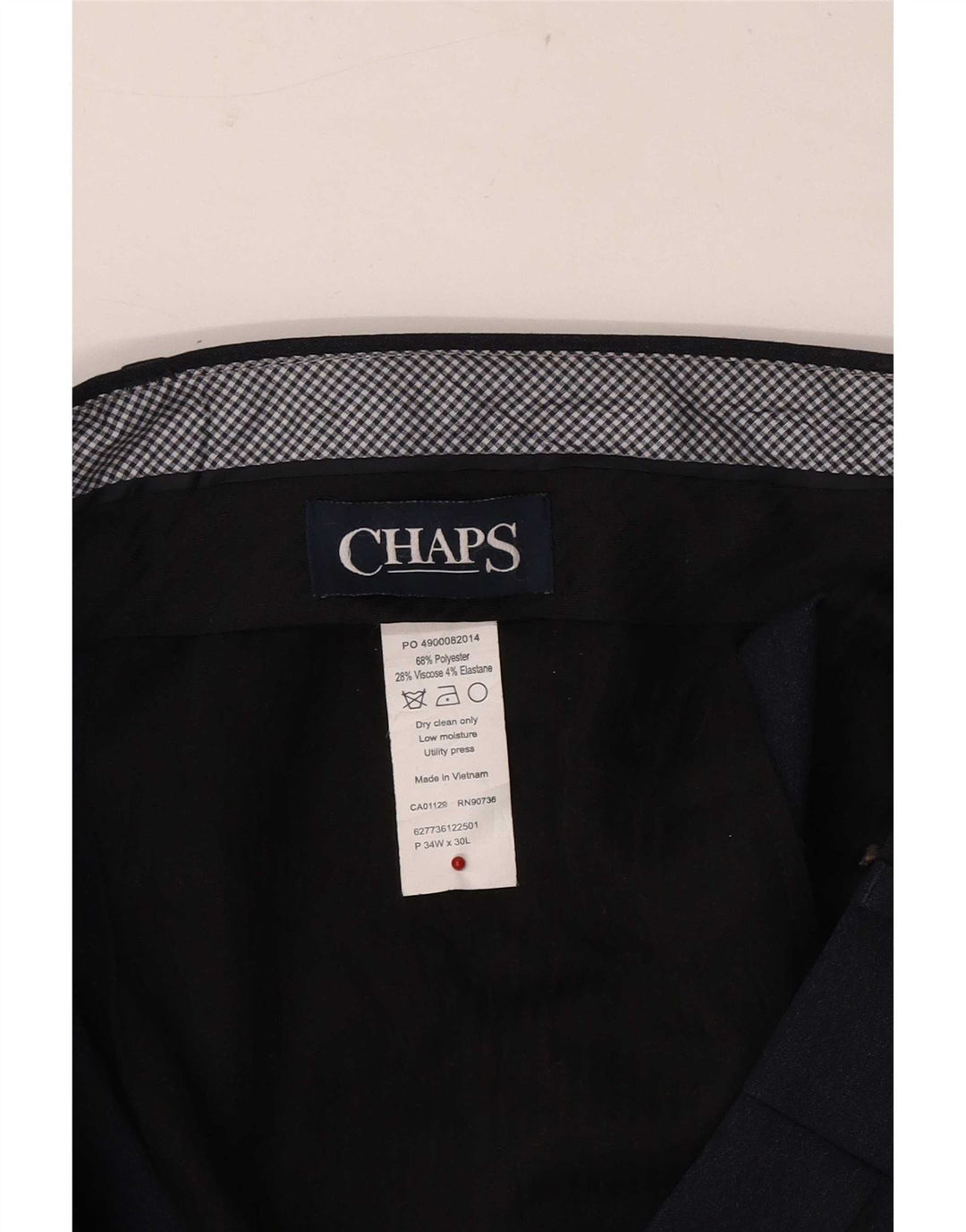 Chaps Pantalón de traje recto y regular para hombre W34 L30 Poliéster azul marino