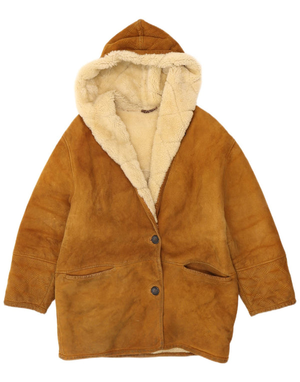 Conbipel Chaqueta de piel de oveja con capucha para mujer UK 46 Large Beige
