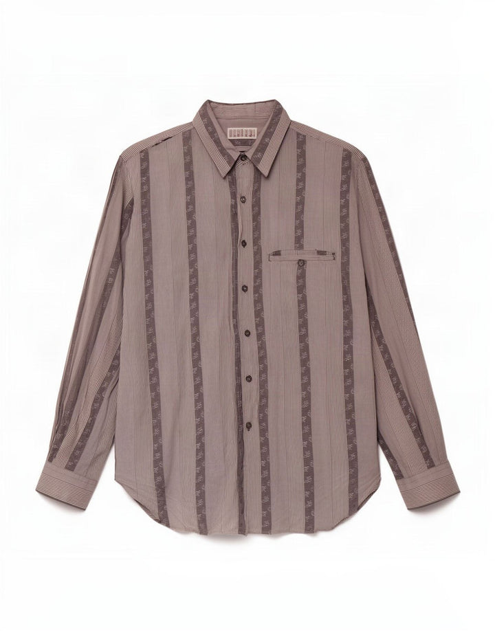 Casucci Camisa para hombre grande gris a rayas