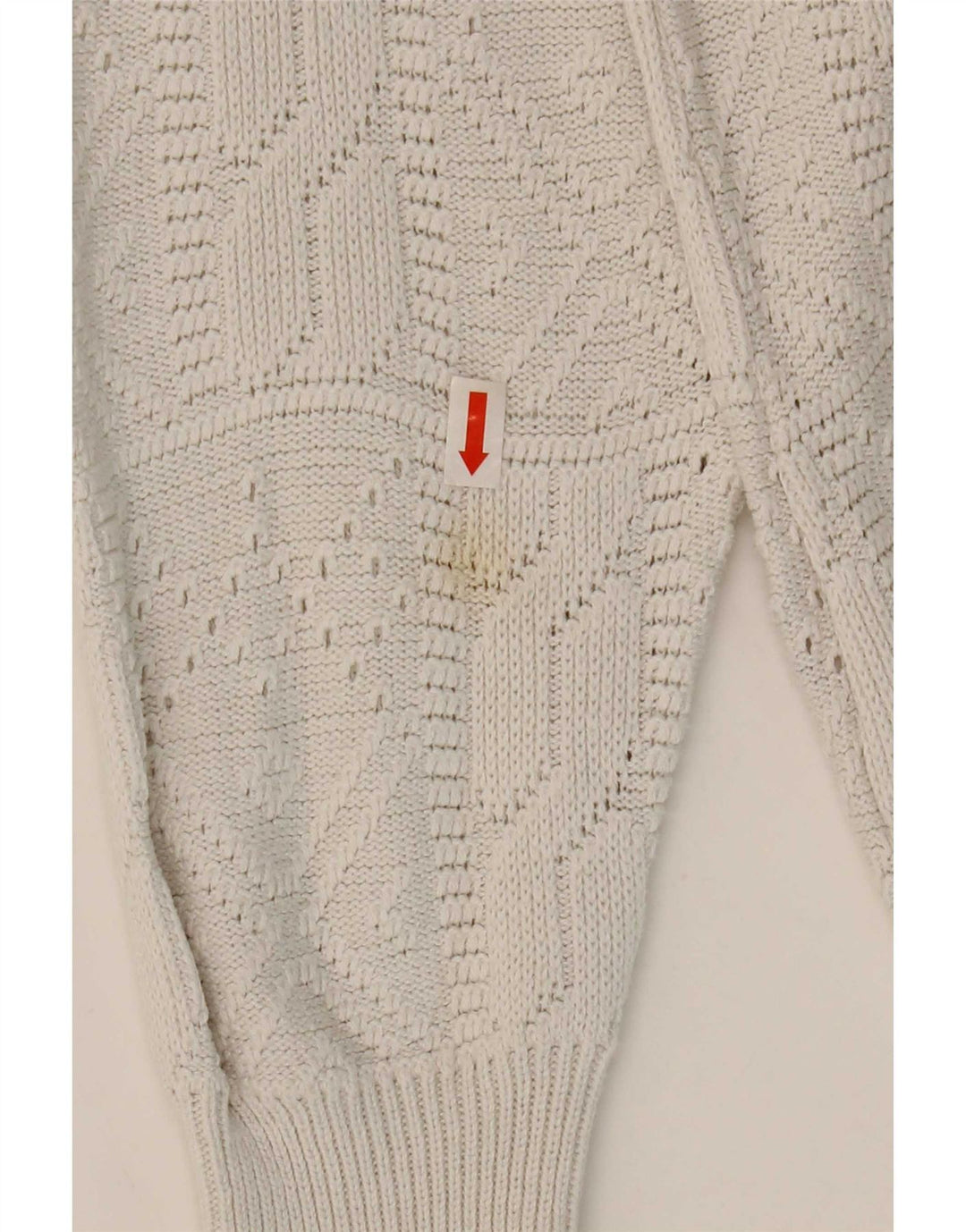 Vintage mujer botón cuello jersey suéter IT 42 acrílico blanco medio