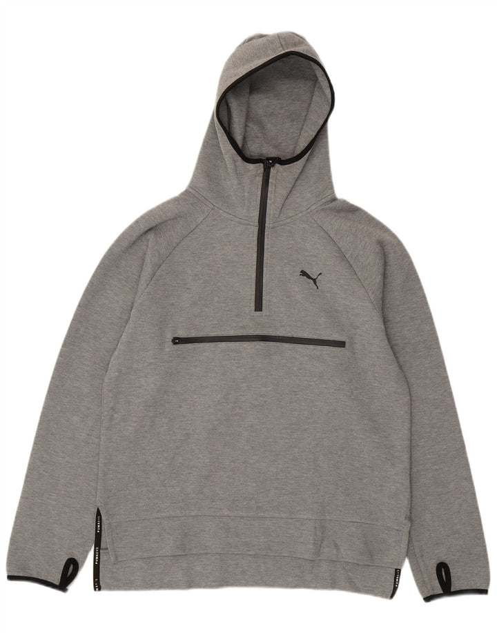 Puma Hombre Zip Neck Sudadera con capucha Jumper Small Gris Algodón