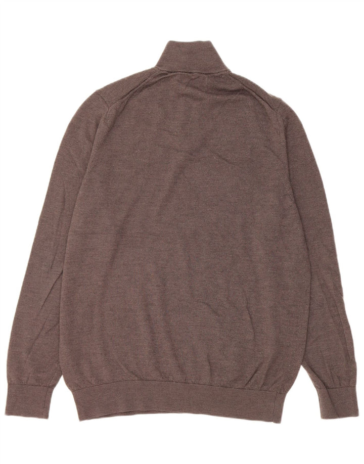Marks & Spencer Suéter tipo jersey con cuello con cremallera y autógrafo para hombre, talla grande, marrón