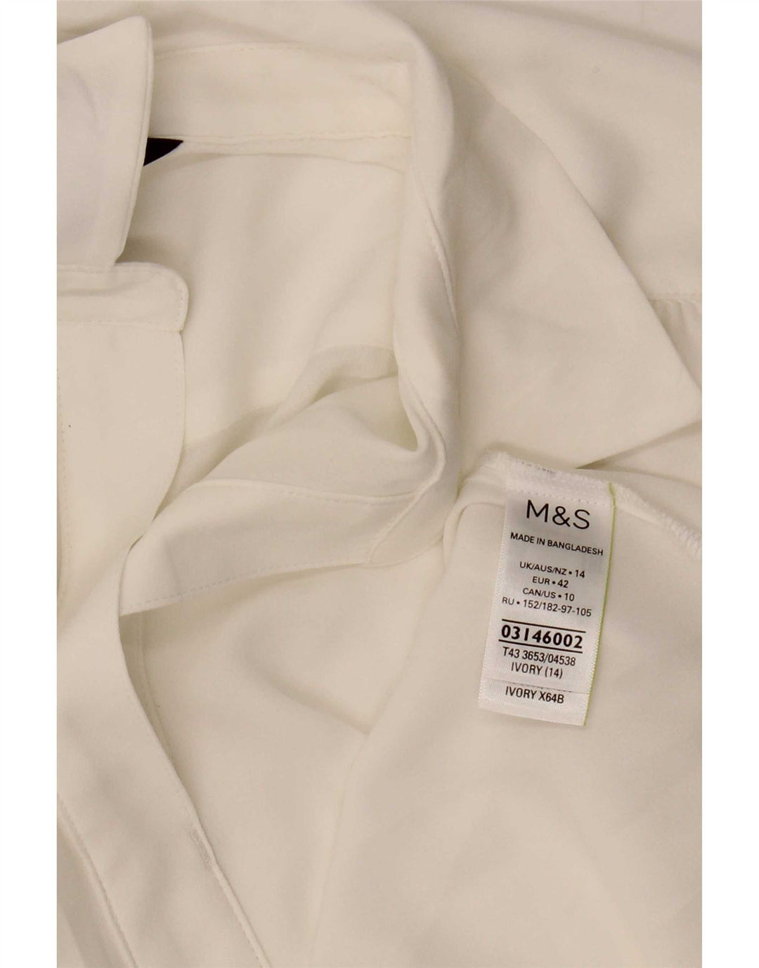 Marks & Spencer Blusa para mujer UK 44 Grande Poliéster blanco