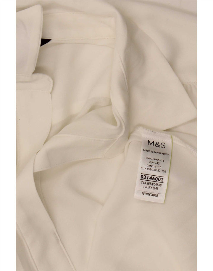 Marks & Spencer Blusa para mujer UK 44 Grande Poliéster blanco