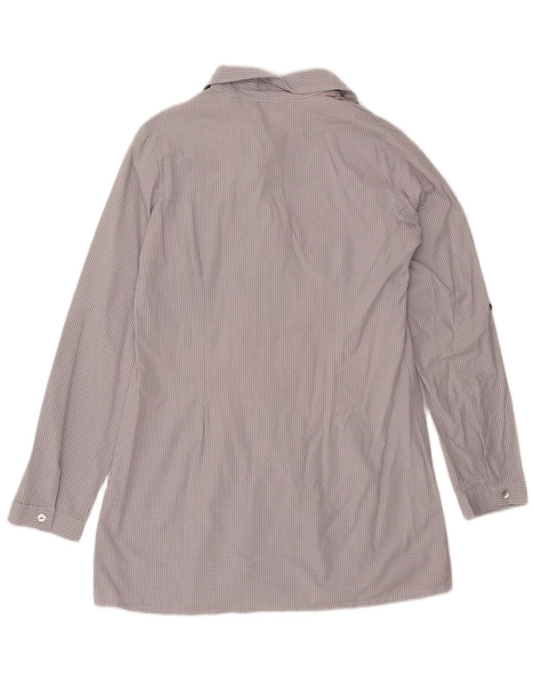 Carrera Blusa larga con volantes en la parte delantera para mujer UK 40 XL Gris Gingham