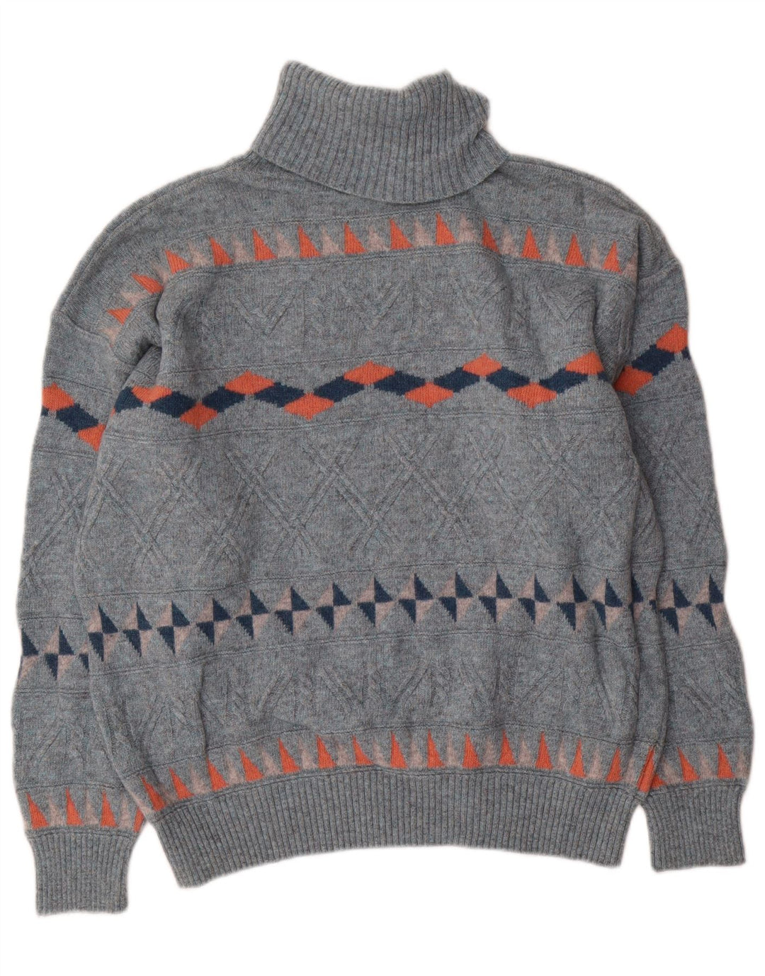 Baroni Jersey con cuello vuelto para hombre IT 54 XL Lana geométrica azul