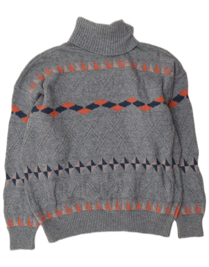 Baroni Jersey con cuello vuelto para hombre IT 54 XL Lana geométrica azul