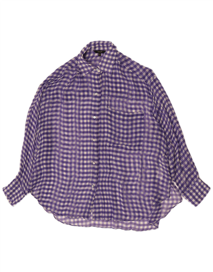 Massimo Dutti Blusa Camisera Extragrande Mujer UK 44 Medium Púrpura Vichy
