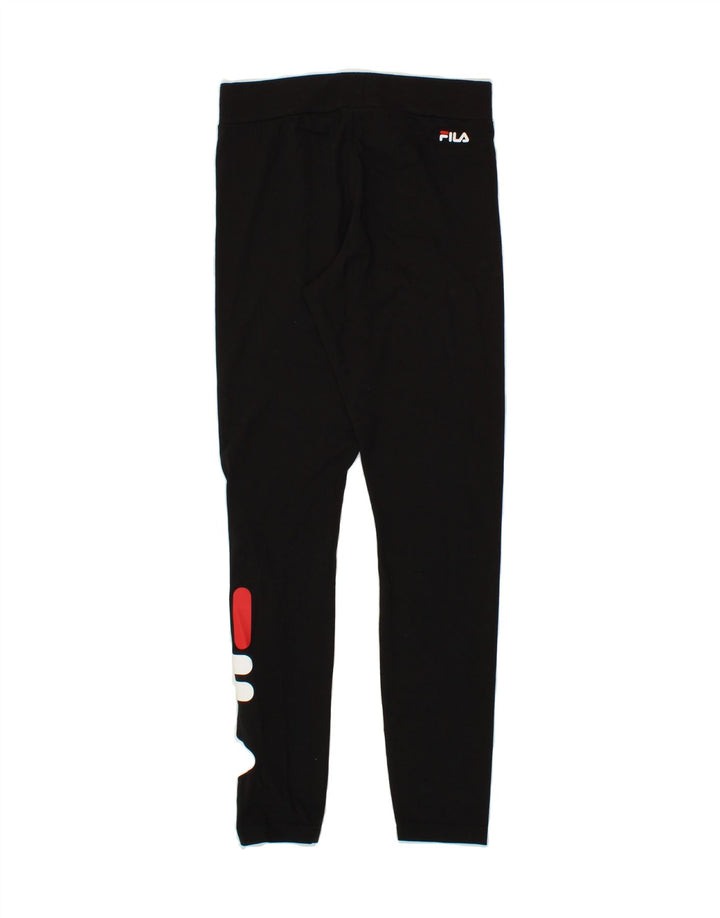 FILA Womens Graphic Leggings UK 8 Small  Black Cotton Vintage Fila and Second-Hand Fila from Messina Hembry 