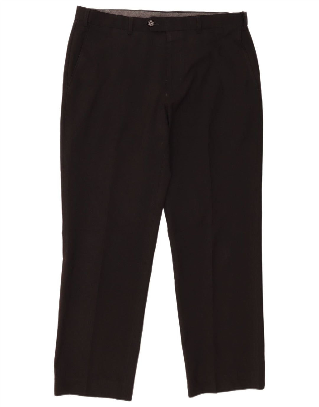 Marks & Spencer Pantalón de traje de corte regular para hombre W34 L27 Poliéster negro