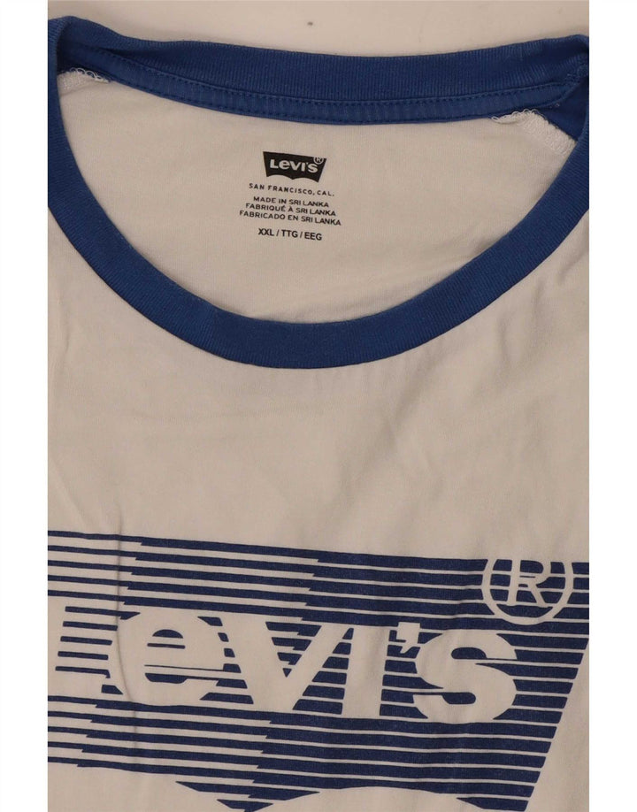 Levi's Camiseta gráfica para hombre Top 2XL Blanco Colorblock