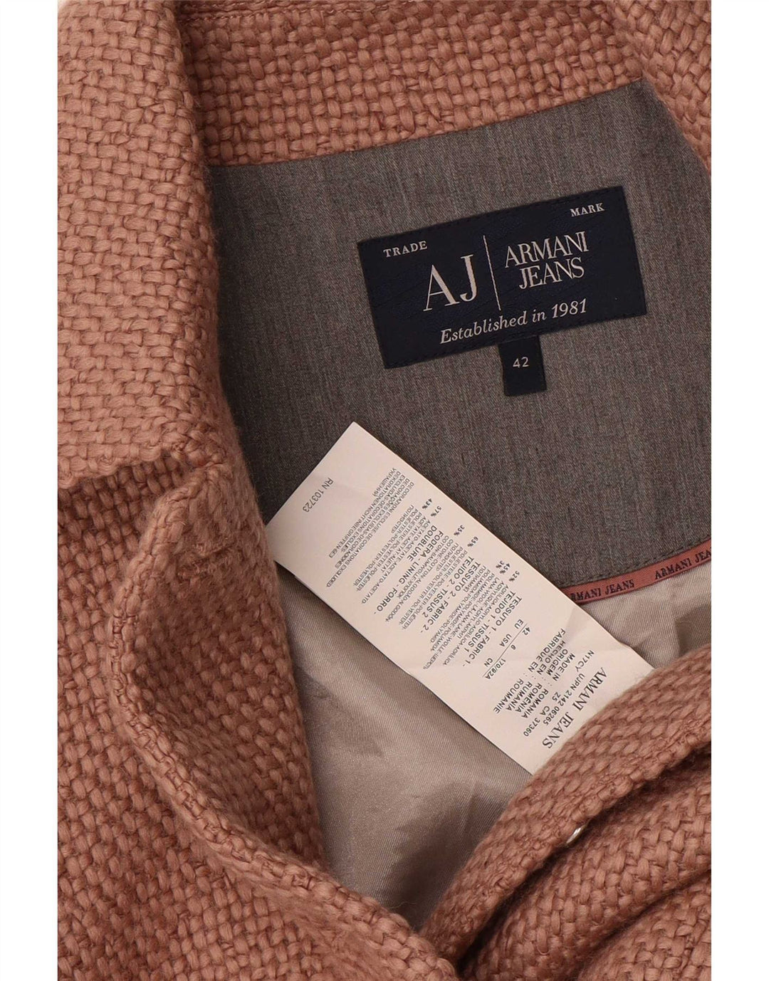 Armani Jeans Chaqueta Blazer de Punto con 4 Botones para Mujer EU 42 Grande Acrílico Marrón