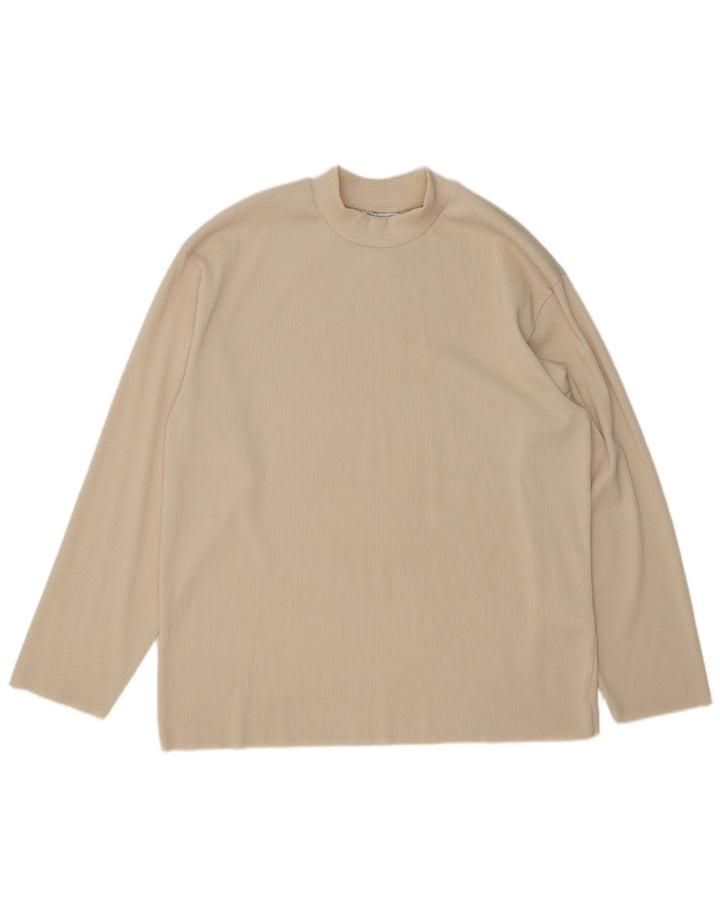 Zara Hombre Top Manga Larga XL Poliéster Beige