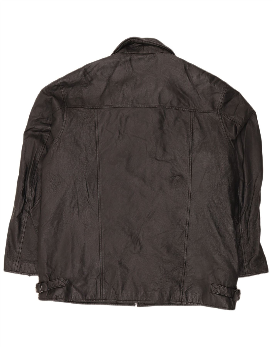 ANGELO LITRICO Chaqueta de cuero para hombre UK 42 XL Cuero negro